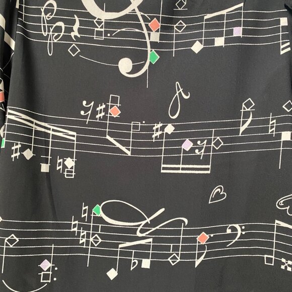 Titilate Valet Musical Notes Blk/Wht Square neck 3/4 Sleeve Neck Dress SZ L #4 - Picture 7 of 7